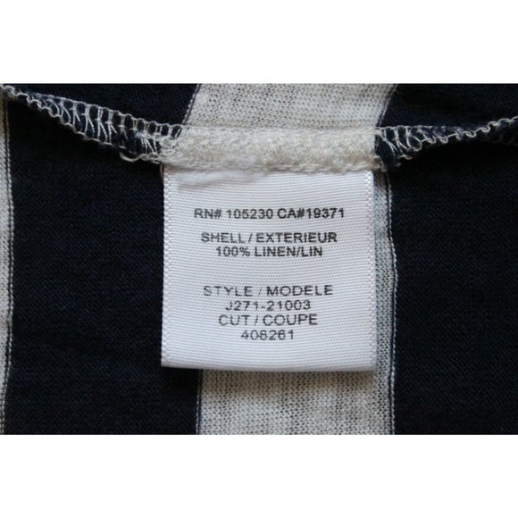 JOIE Maddie Striped Linen Slub Top Navy Blue White Yellow, Size XS - Picture 7 of 7